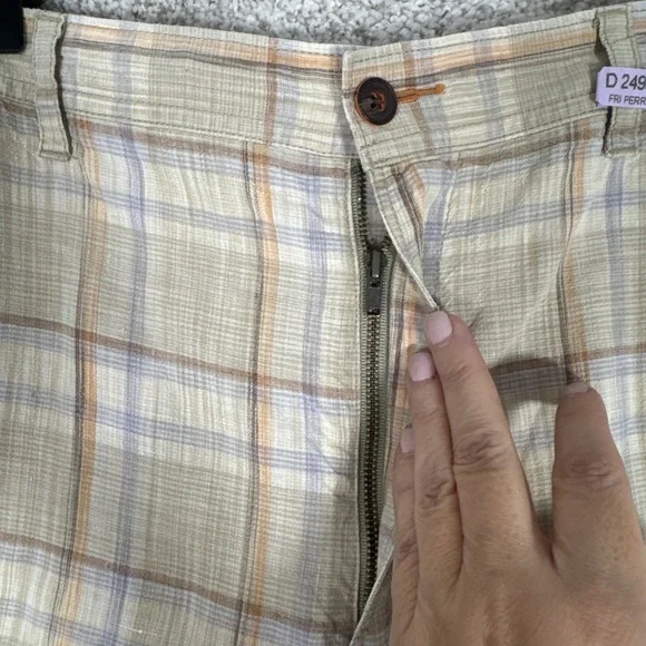 Tommy Bahama Silk Linen Shorts Mens 38 Tan Beige Plaid 10" Inseam - Picture 4 of 15
